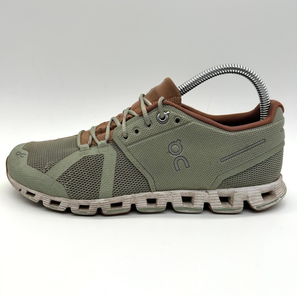 On Running Cloud Shoes Womens 8.5 Leaf Mocha Olive Green Brown Running Sneakers